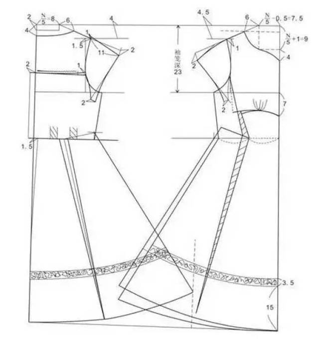 连衣裙制版设计分享:雪纺肩带等连衣裙结构设计与制图