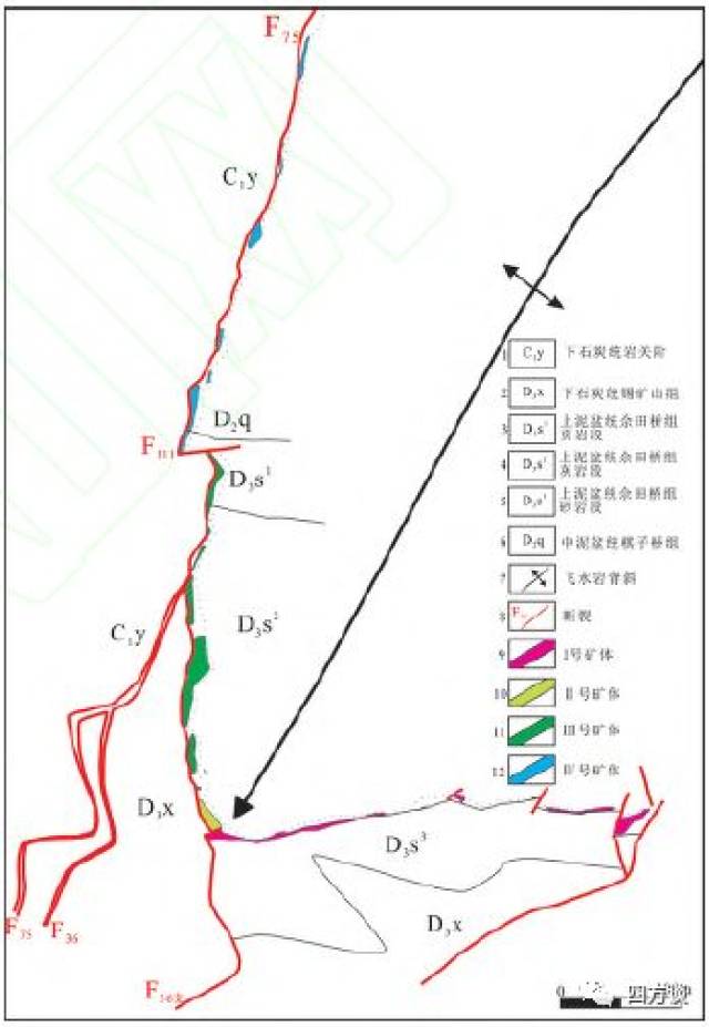 飞水岩矿区21中段地质平面图