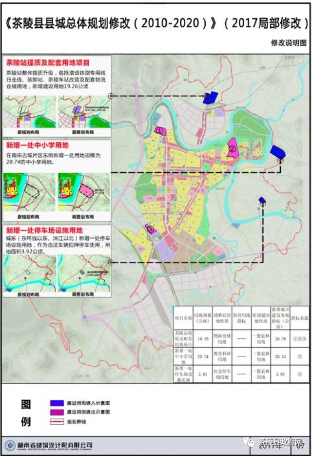 重磅!茶陵修改,将新增县城总体规划中小学用地,停车场设施用地