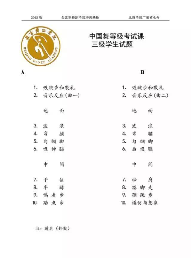 北京舞蹈学院中国舞等级考试教材1-13级学生试题(2018版)