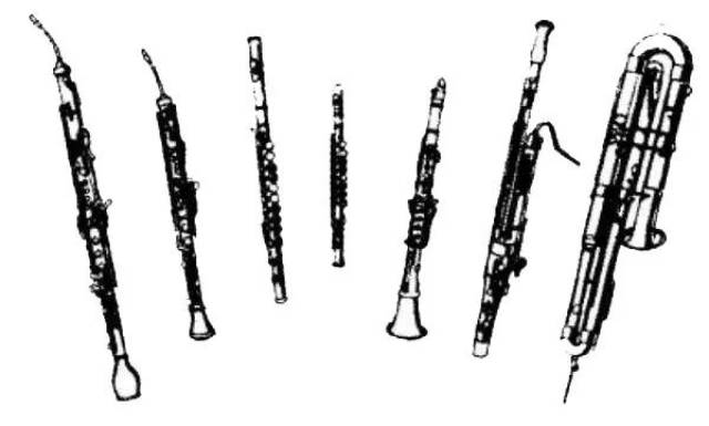 交响乐队中常使用的木管乐器主要有长笛,短笛,单簧管,双簧管和大管等.