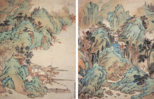 著色如李思训」,北宋时,也是以青绿得名,且 山石作披麻皴,都是董源