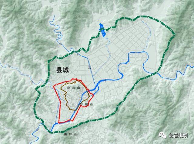 远期:2021—2030年. 长汀县域行政辖区范围,面积为3099k㎡.