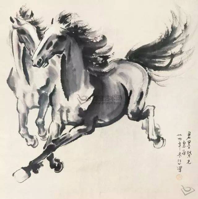 徐悲鸿水墨奔马图欣赏
