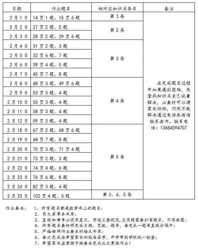 小学年组丨寒假作业清单