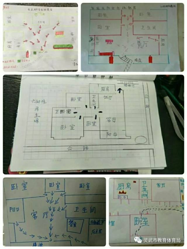 【校园动态】灵武市第三小学学生家庭消防安全疏散图剪影