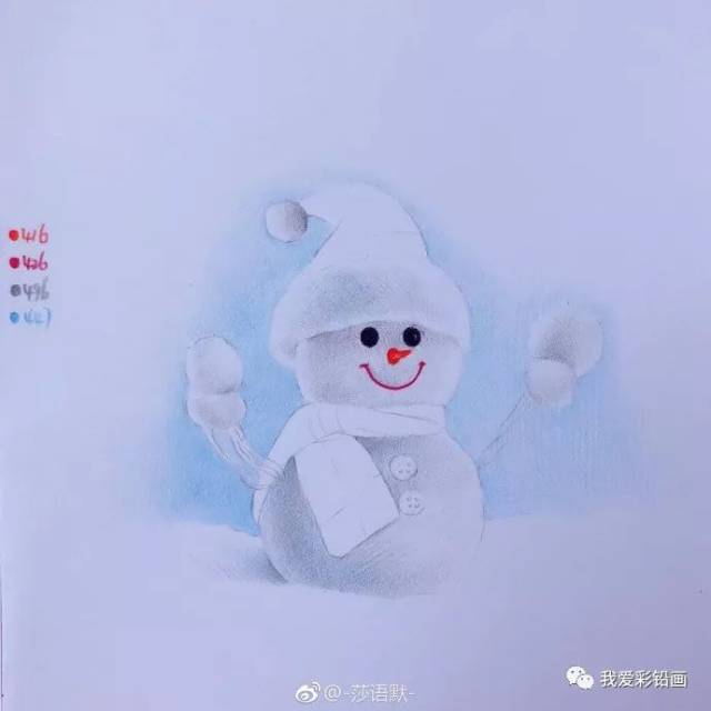 彩铅手绘--小雪人