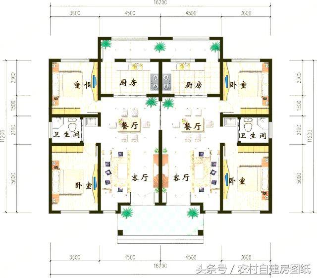 五室一厅平房设计图纸,五室两厅两卫户型图,四室一厅_大山谷图库