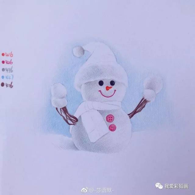 彩铅手绘--小雪人
