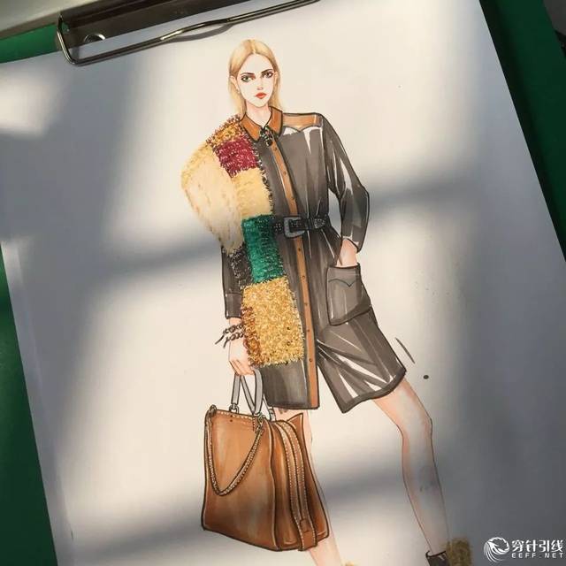 时装手绘 马克笔手绘皮草步骤图