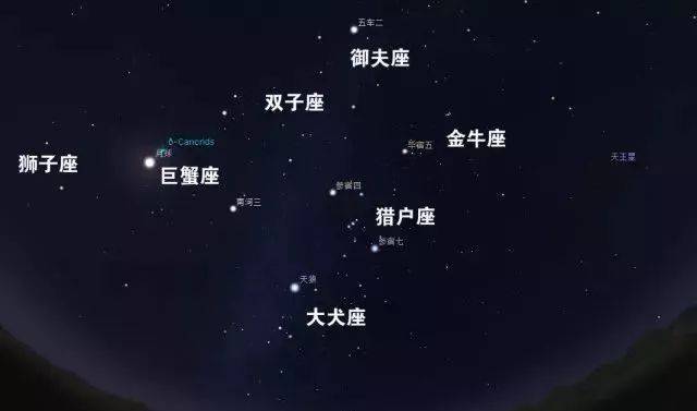 周围的星星将会更加耀眼一些 月亮的左侧是 狮子座 右侧是 双子座