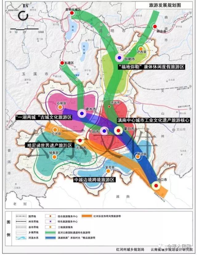 石屏县城(包含异龙镇,宝秀镇):县域中心城市,省级历史文化名城,以文