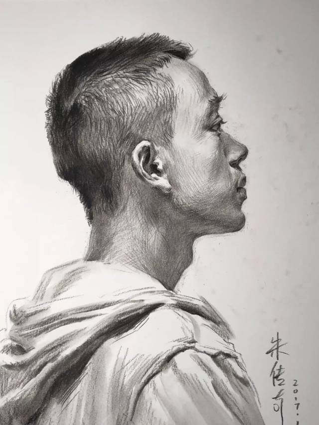 教你处理正侧面男青年素描头像,你所忽略的角度.