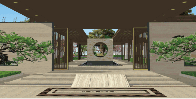 入户前景观组团效果图