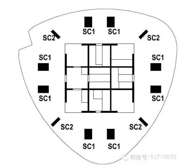 上海中心大楼典型平面图