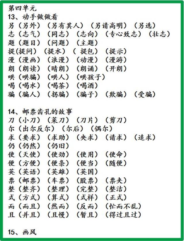 小学老师悉心整理:小学生字组词,全部掌握,保6年语文次次第一!