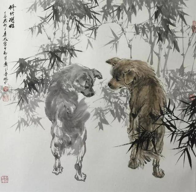 《书画南北方》顾青蛟 ·鲁金林 ·陈太明画狗中国画作品新年特展