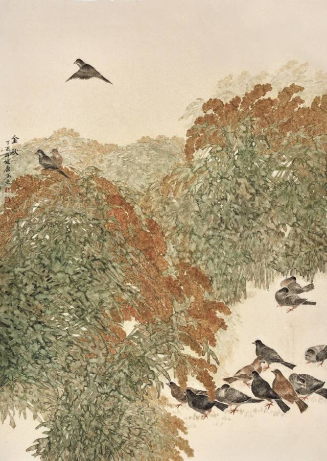 彩墨小写意 高粱红了200cmx130cm