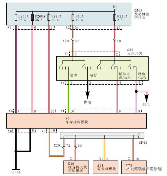 图1 点火开关相关电路