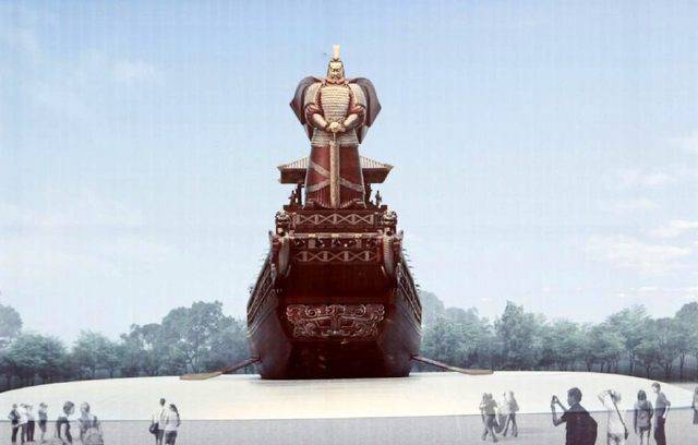 "汉武帝操练水师"巨型雕塑亮相西安昆明池,再现2000年