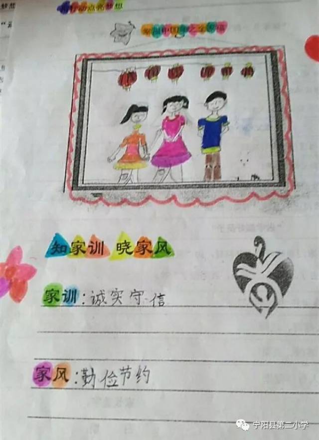 【弘扬传统美德】宁阳县第二小学"知家训,晓家风"优秀寒假德育作业