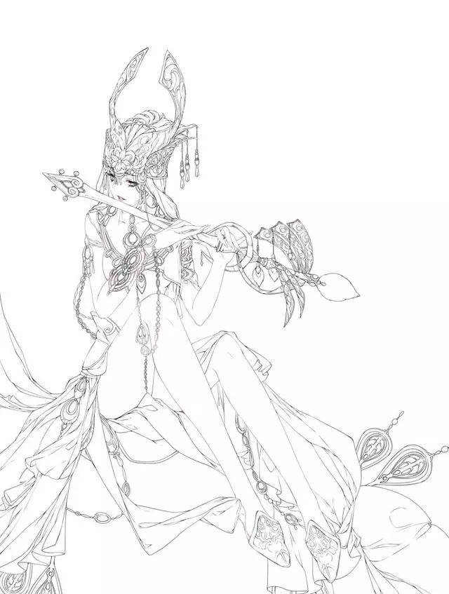 福利干货 160张古风人物插画线稿白描图片 值得收藏的