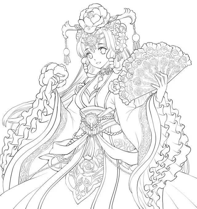 福利干货 160张古风人物插画线稿白描图片 值得收藏的
