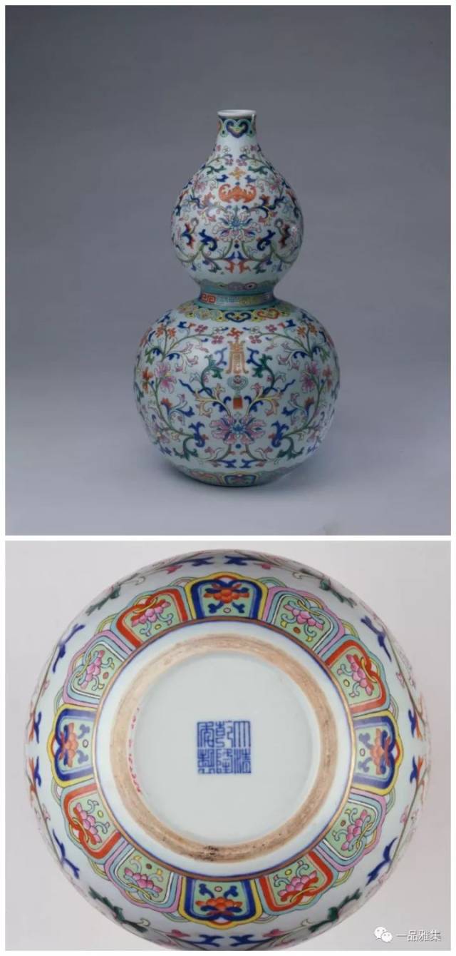 乾隆斗彩瓷器与粉彩瓷一样,也采用集多种施彩工艺于一体的装饰方法.