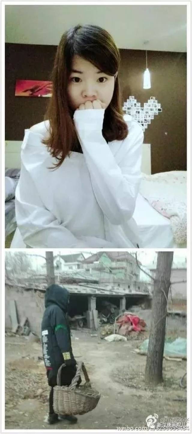 网友晒过年回家前后照片:在外名媛 回家劈柴