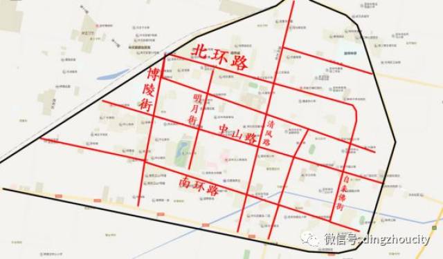 即新107国道东环路段以西(定州大酒店以西);新107国道南环路段以北;新