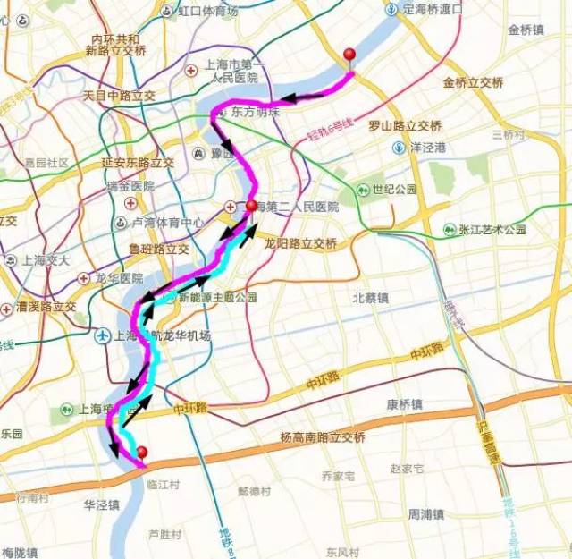 浦东滨江岸线骑行道,全程48km,杨浦大桥→徐浦大桥→南码头