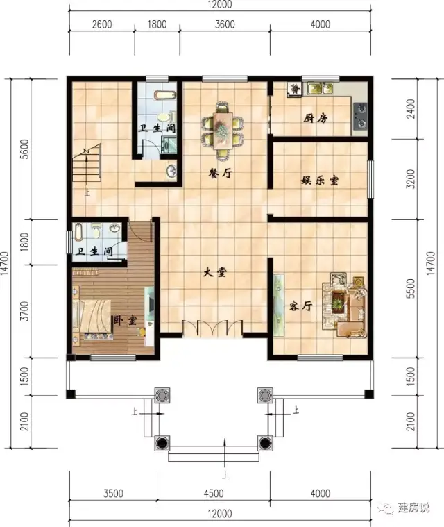 62平方米 平面图 ▲三层平面 在农村建房保留堂屋,平时邻居们串个门