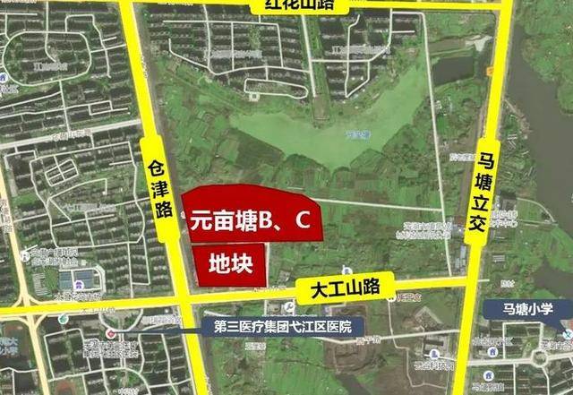 地块简介:北至元亩塘,南至大工山路,西至仓津路桥,东至规划道路及学