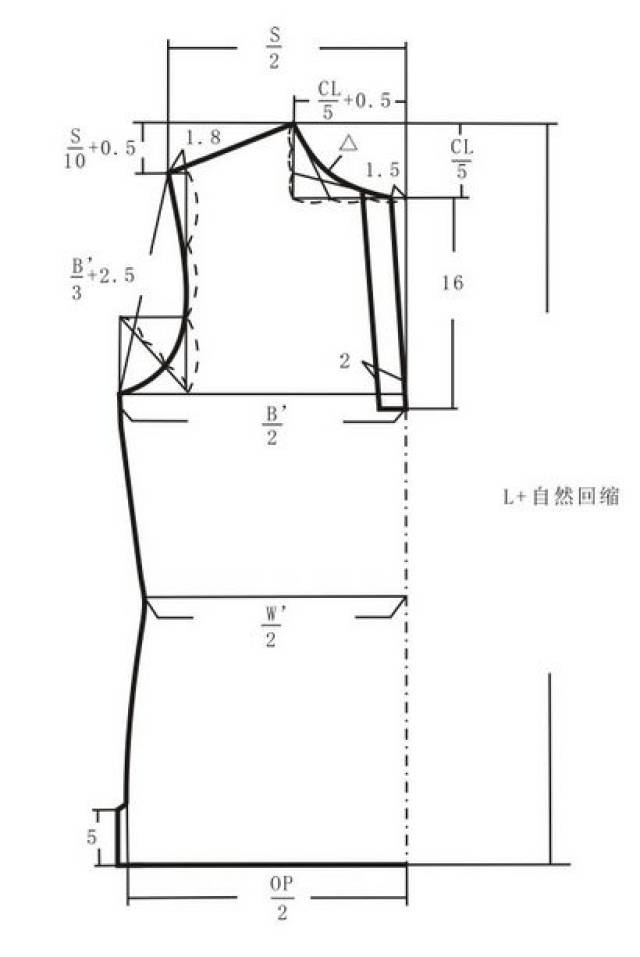 翻领结绳长袖t恤的结构制图