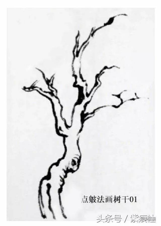 一学就会画 来学学山水画树干的画法
