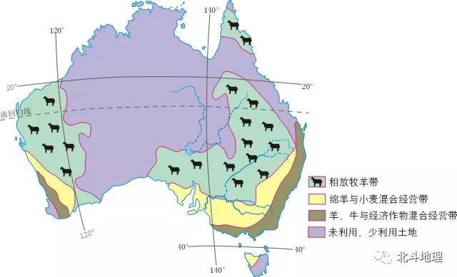 气候与植被 澳大利亚自然带分布图 图解图说 ①特点:热带干旱区面积