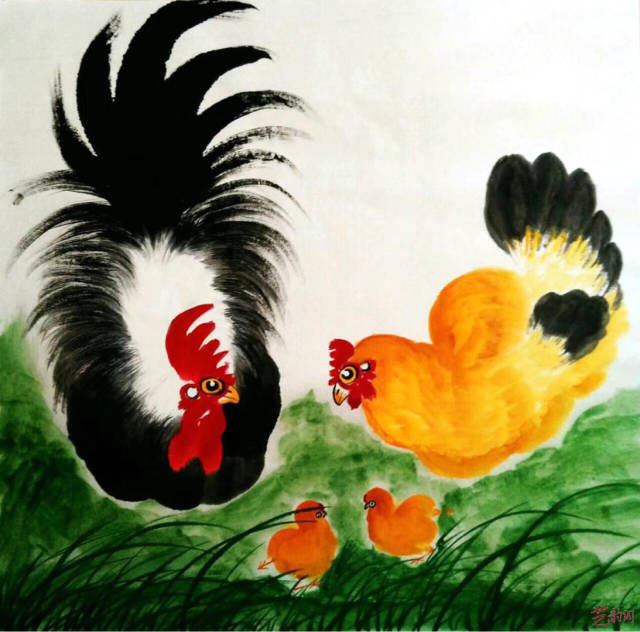 画鸡名家单一冉(单春田)艺术赏析