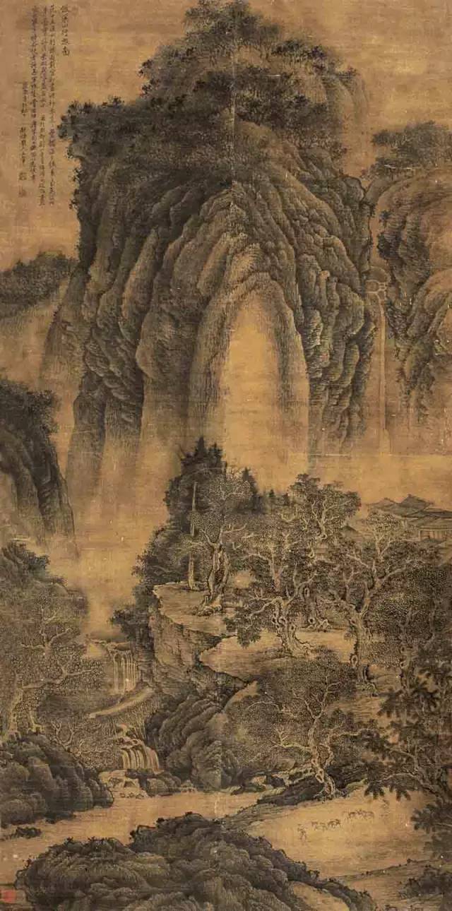 此画是李成与人物画家王晓的合作,画家在寒林平野中描写了几株历尽