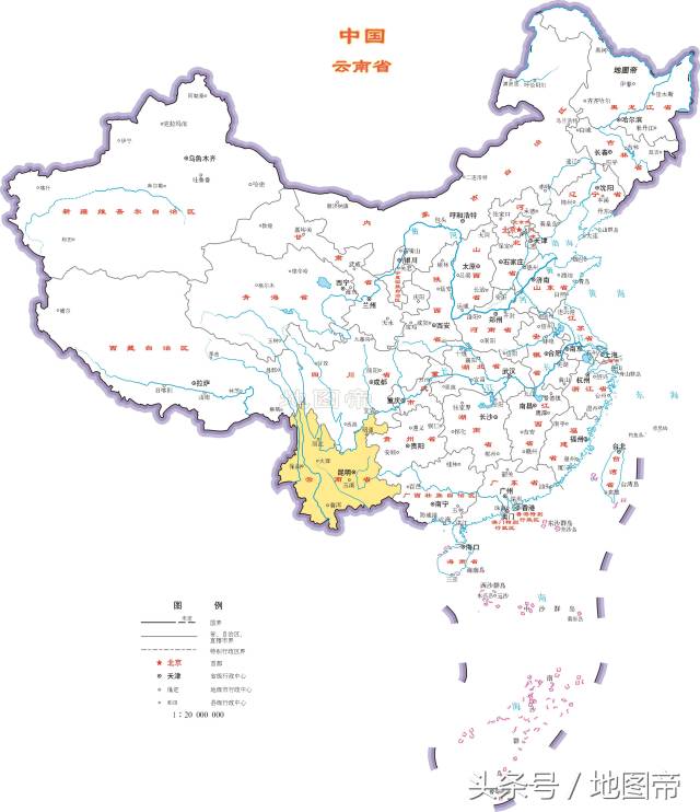 云南在中国的位置,云南各市地图
