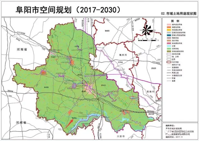 《市域土地用途图》 根据近期阜阳市空间规划(2017-2030年)