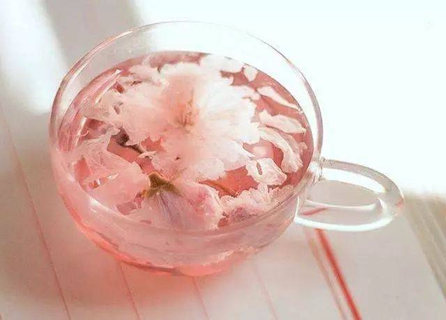 盐渍樱花最基本的食用方法,喝之前需要用凉水轻轻涮掉盐分,换水泡制