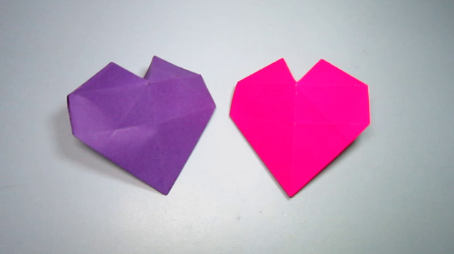3分钟学会立体爱心折纸,简单的立体心形手工折纸教程,diy手工制作.