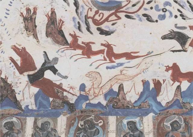 敦煌莫高窟壁画·狩猎图·第249窟北坡·西魏