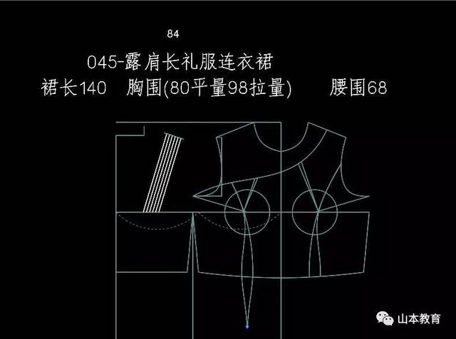 杨幂看了都会喜欢的露肩长礼服连衣裙打版