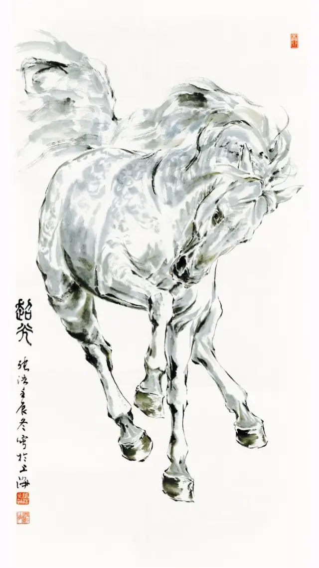 《逾辉 八骏之一 69x138cm 纸本