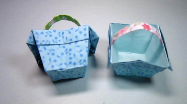 女孩子都喜欢的小花篮折纸,竟然这么简单,分分钟钟学会,diy手工制作.