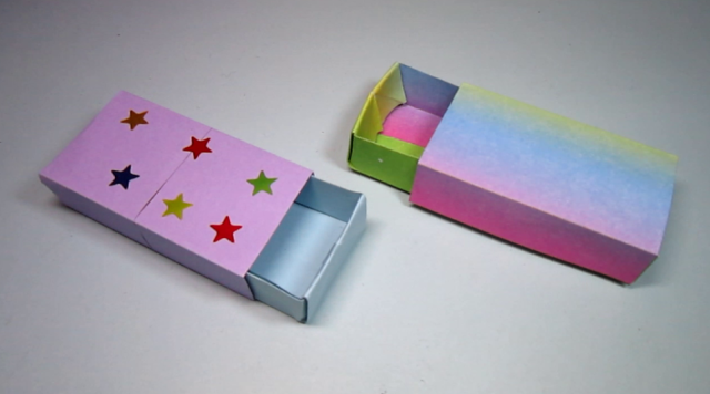 儿童手工折纸教程,可以抽拉的盒子折法,简单的收纳盒
