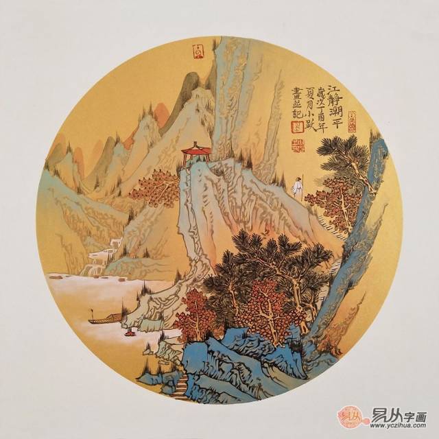仿古山水推荐二:仿古斗方小画 李小跃最新力作国画《江静潮平》