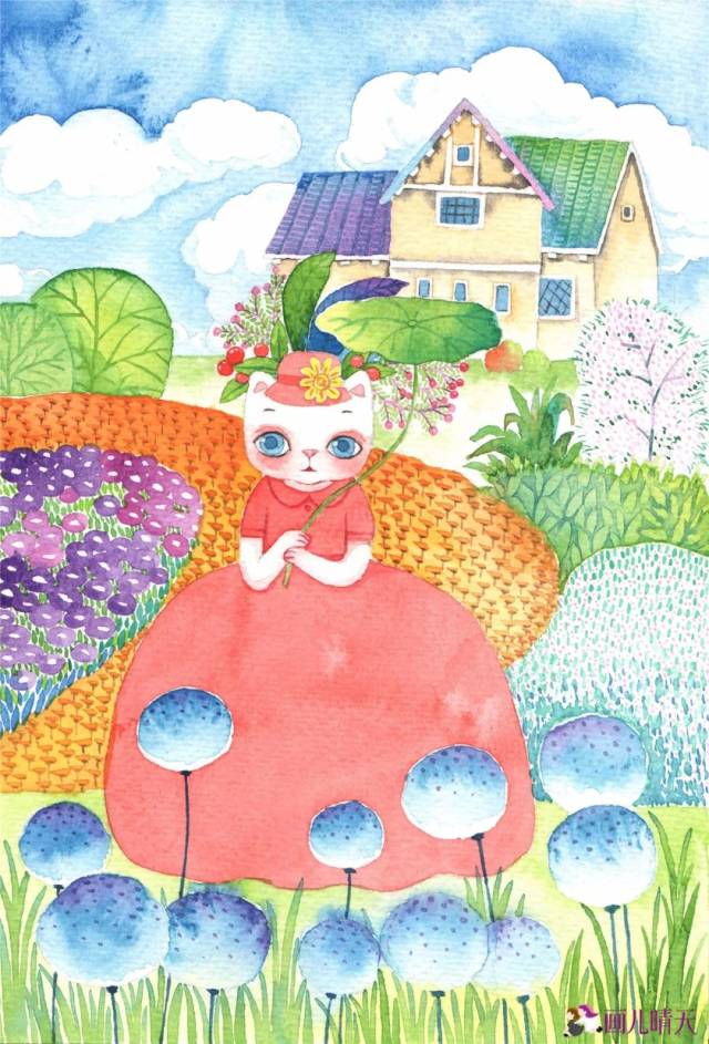 画儿晴天王净净21副纸本水彩动物插画