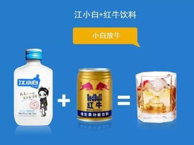 小白放牛 江小白 红牛(1:1 冰块:色泽金黄,口感醇和 不过这种喝法很